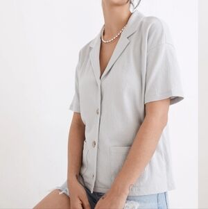 Madewell Knit Lightspun Camp Shirt Blue S Comfy Boxy Cottagecore NEW